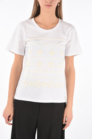 Wool Embroidered Cotton T-Shirt