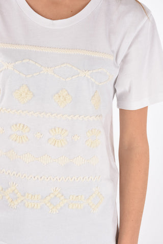 Wool Embroidered Cotton T-Shirt