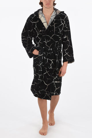 HOME LINEN embroidered NEW CRACKLE' bathrobe with hood