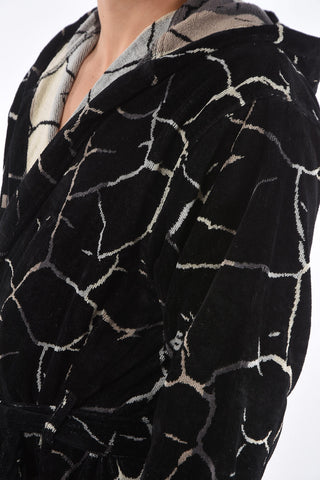 HOME LINEN embroidered NEW CRACKLE' bathrobe with hood