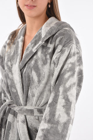 HOME LINEN hooded FLORASHADOW bathrobe