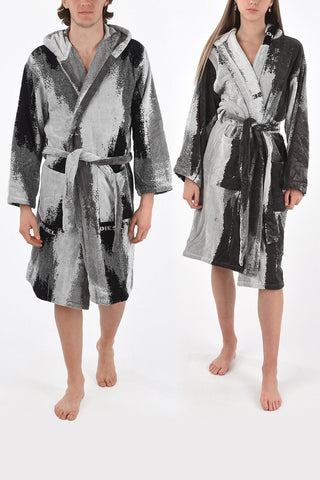 HOME LINEN hooded washed color bathrobe