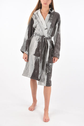 HOME LINEN hooded washed color bathrobe