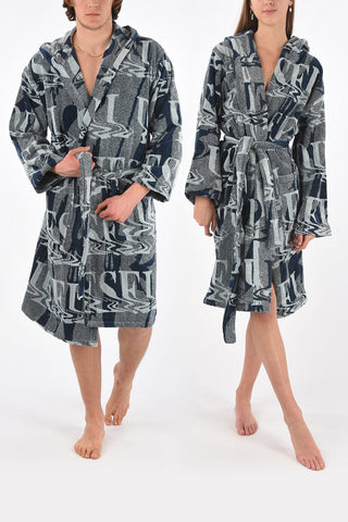 LIVING HOME LINEN Hooded NEW LIQUID LOGO Bathrobe