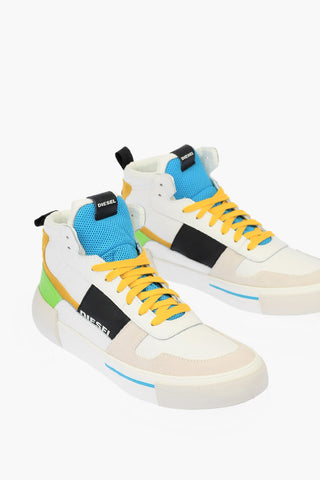 leather and fabric S-DESE MG MID high top sneakers