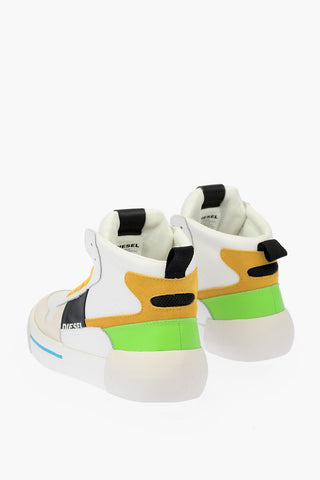 leather and fabric S-DESE MG MID high top sneakers