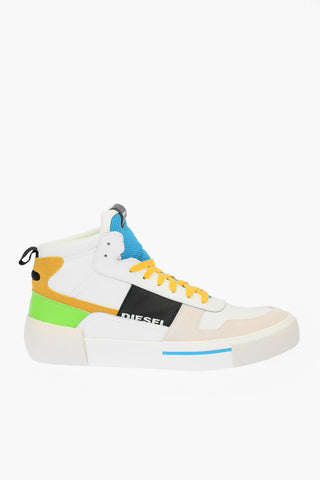 leather and fabric S-DESE MG MID high top sneakers