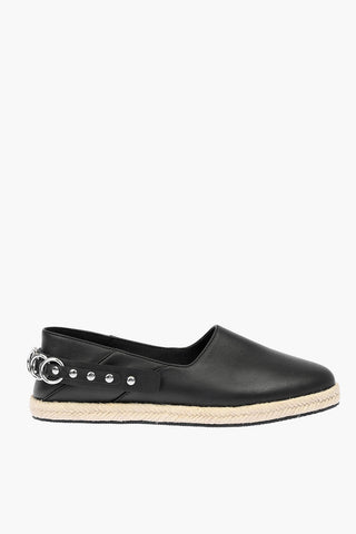 leather S-LIMA  espadrillas with chain details and rafia sole