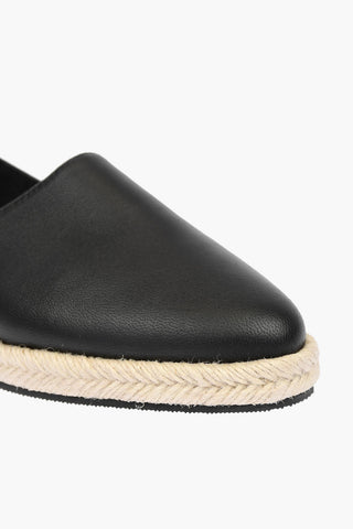 leather S-LIMA  espadrillas with chain details and rafia sole