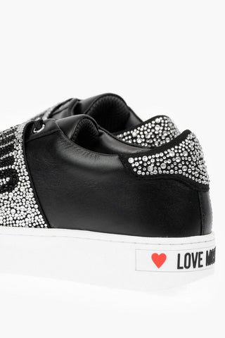 LOVE Sneakers basse in Pelle con Logo in Strass
