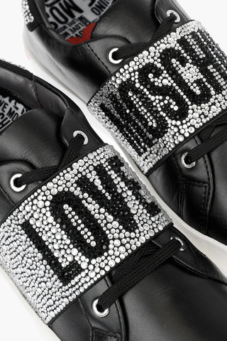 LOVE Sneakers basse in Pelle con Logo in Strass