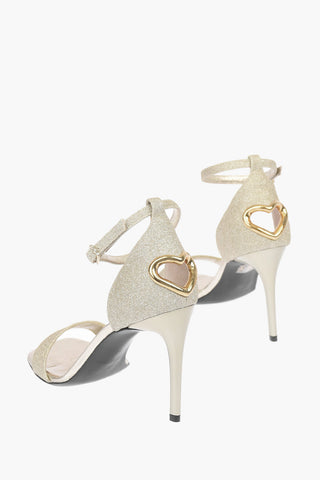 LOVE Sandali con Tacco a Stiletto Glitterati con Dettaglio Cuore 9,5 cm
