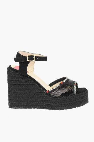 LOVE Wedge Sandals with Sequins 11cm