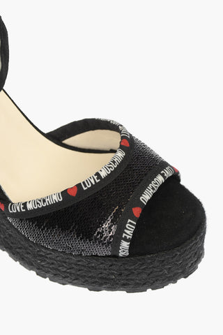 LOVE Wedge Sandals with Sequins 11cm