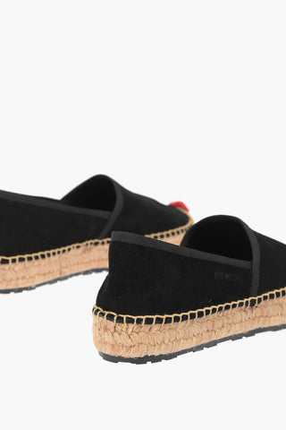 LOVE Suede Leather Platform Espadrilles with Heart Embroidery 4cm