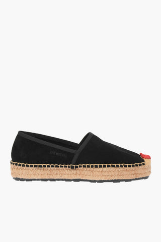 LOVE Suede Leather Platform Espadrilles with Heart Embroidery 4cm
