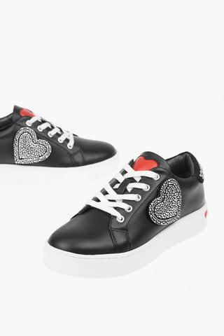 LOVE Sneakers basse in Pelle con Dettagli in Strass