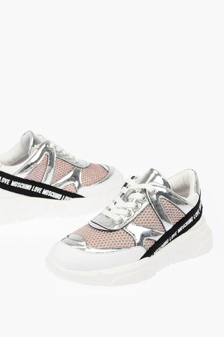 LOVE Laminated Leather and Fabric Sneakers RUNNING35 with Logo