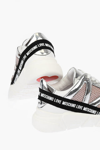 LOVE Laminated Leather and Fabric Sneakers RUNNING35 with Logo
