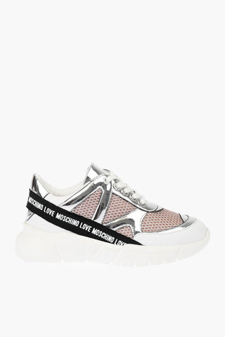 LOVE Laminated Leather and Fabric Sneakers RUNNING35 with Logo