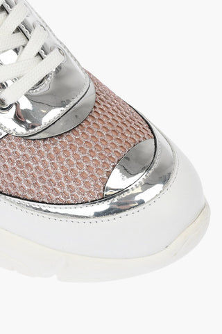 LOVE Laminated Leather and Fabric Sneakers RUNNING35 with Logo