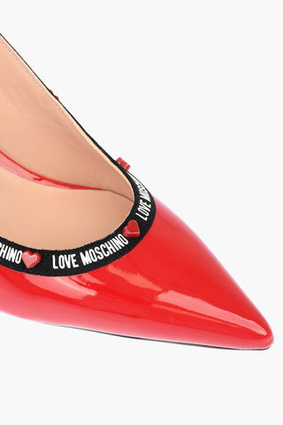 LOVE Pumps Slingback in Pelle Verniciata con Stampa Logo  7cm