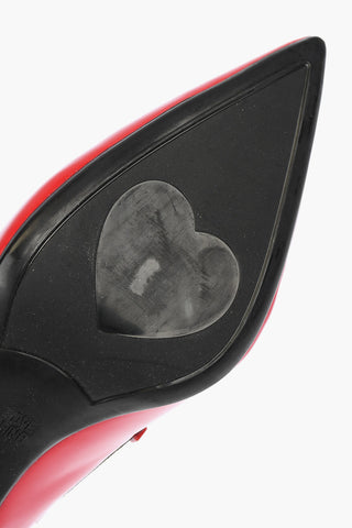 LOVE Pumps Slingback in Pelle Verniciata con Stampa Logo  7cm