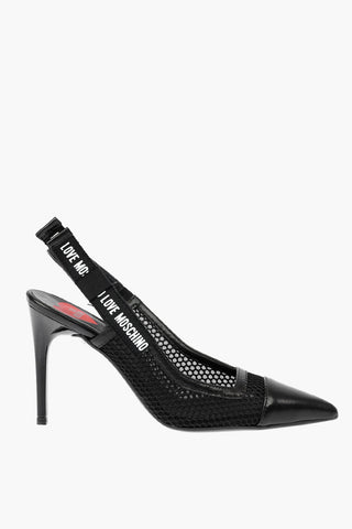 LOVE Leather and Fabric Slingback Pumps SPILLO95 with Logo 10,5cm