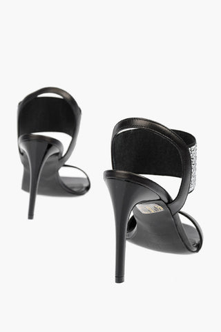LOVE Nappa Leather Stiletto Heeled Sandals with Rhinestoned Logo 9,5cm