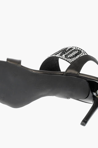 LOVE Nappa Leather Stiletto Heeled Sandals with Rhinestoned Logo 9,5cm