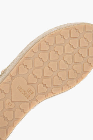 LOVE Espadrillas Platform in Pelle Laminata Platino con Logo Inciso 4cm