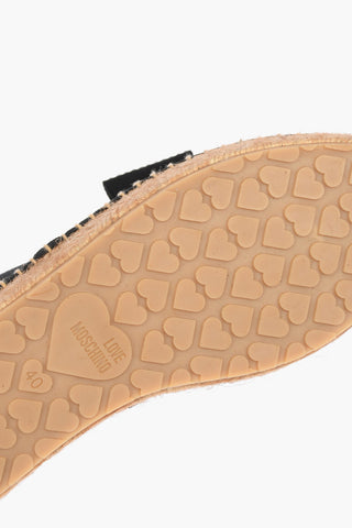 LOVE Canvas Platform Espadrilles with Strass Logo Bow 4cm