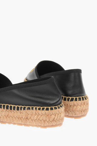 LOVE Nappa Leather Platform Espadrilles with Studded Logo 4cm