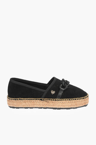 LOVE Suede Split Leather Platform Espadrilles with Hearts Chain 4cm