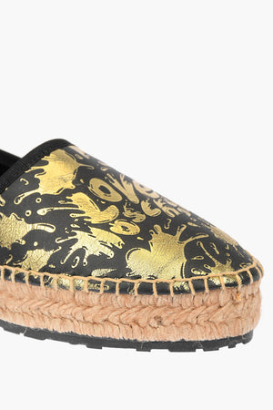 LOVE Plateau-Espadrilles SPLASH aus Leder mit Logo 4cm