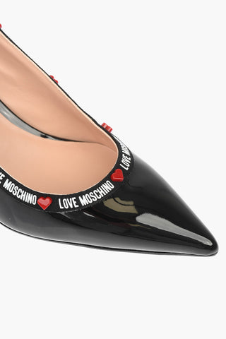 LOVE Patent Leather Slingback Pumps with Logo Print 7cm