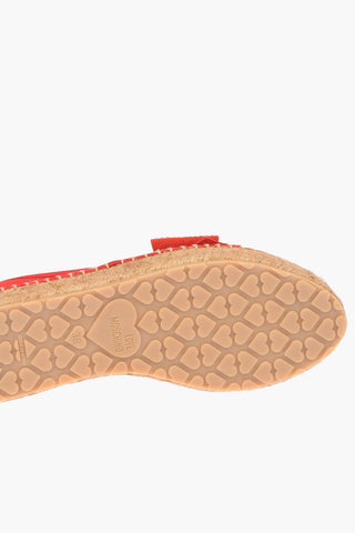 LOVE Canvas Platform Espadrilles with Strass Logo Bow 4cm