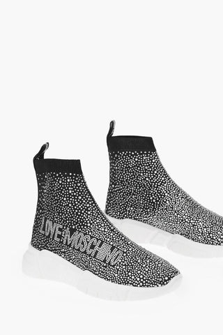 LOVE Sock High-top Sneakers GOMMA35 with Rhinestone Embellishment