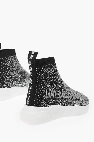 LOVE Sock High-top Sneakers GOMMA35 with Rhinestone Embellishment