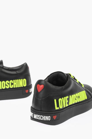 LOVE Leather Low Top Sneakers with Fluo Logo