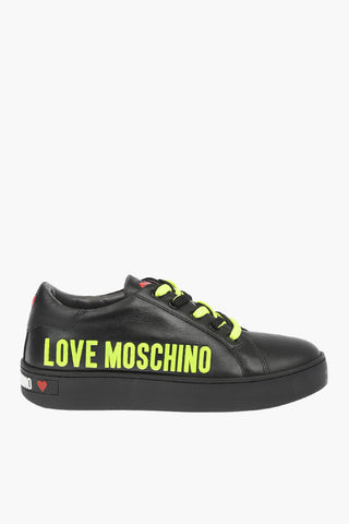 LOVE Leather Low Top Sneakers with Fluo Logo