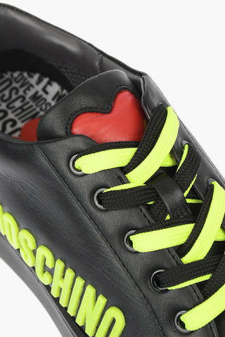 LOVE Leather Low Top Sneakers with Fluo Logo