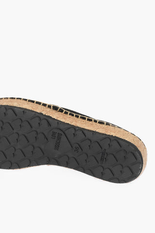 LOVE Suede Leather Platform Espadrilles with Strass Logo 4cm