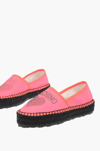 LOVE  Fluo Coated Textile Platform Espadrilles with Studded Logo