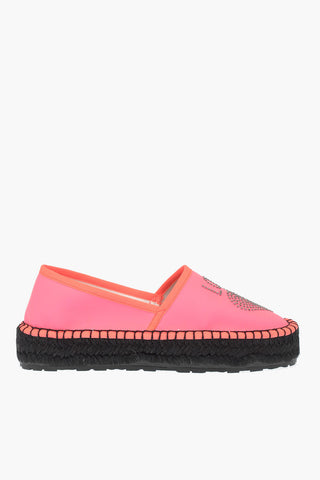 LOVE  Fluo Coated Textile Platform Espadrilles with Studded Logo