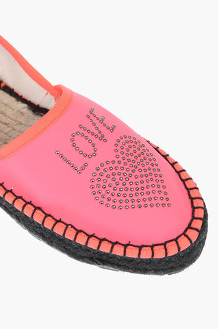 LOVE  Fluo Coated Textile Platform Espadrilles with Studded Logo