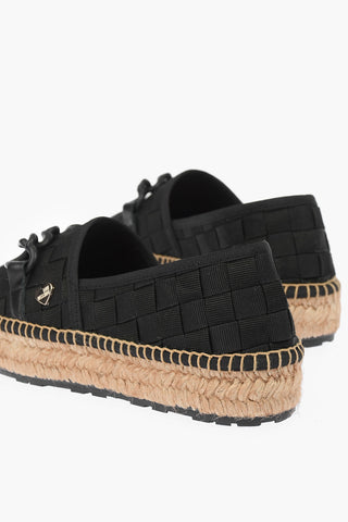 LOVE Braided Canvas Platform Espadrilles with Hearts Chain 4cm