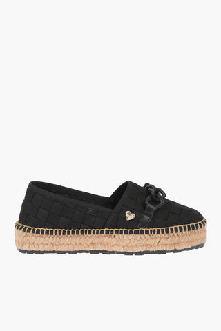 LOVE Braided Canvas Platform Espadrilles with Hearts Chain 4cm