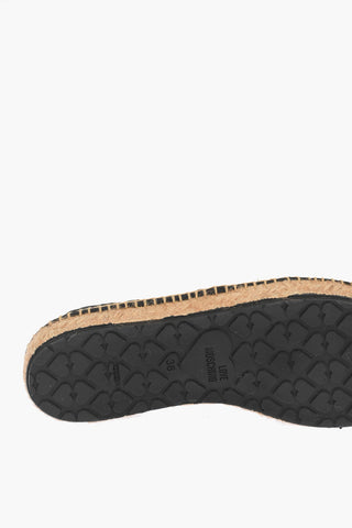 LOVE Braided Canvas Platform Espadrilles with Hearts Chain 4cm