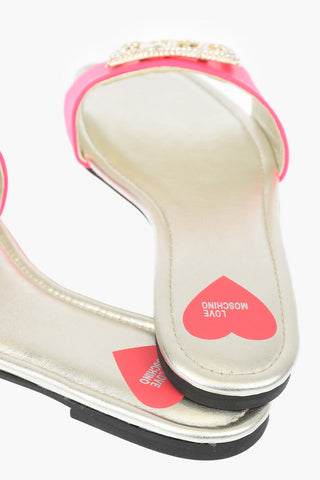 LOVE Nappa Leather Fluo Slides with Logoed Jewel Detail
